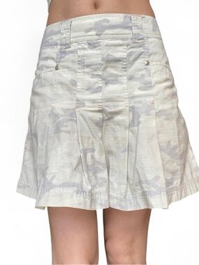 A-line Pleated Circle Skirt in Soft White Camo